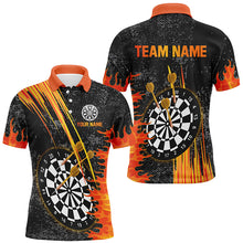 Load image into Gallery viewer, Custom Grey Grunge Orange Fire Flame Darts Shirts For Men, Darts Team Jerseys Short Sleeves TDM2635