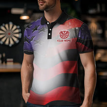Load image into Gallery viewer, Personalized American Flag Eagle Darts Shirts For Men Custom Pride Patriotic Dart Jerseys |Black TDM2885