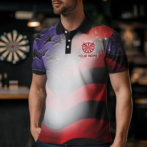 Personalized American Flag Eagle Darts Shirts For Men Custom Pride Patriotic Dart Jerseys |Black TDM2885