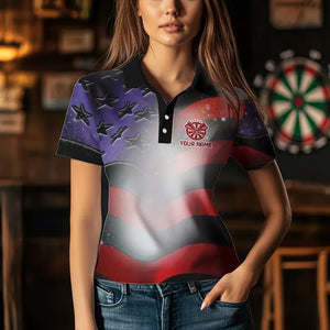 Personalized American Flag Eagle Darts Shirts For Women Custom Pride Patriotic Dart Jerseys |Black TDM2885