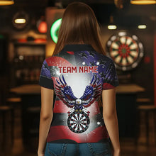 Load image into Gallery viewer, Personalized American Flag Eagle Darts Shirts For Women Custom Pride Patriotic Dart Jerseys |Black TDM2885