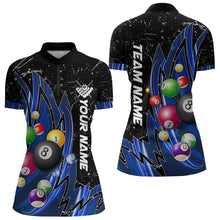 Load image into Gallery viewer, Personalized Wings Blue Grunge Light Billiard Shirts For Women Custom 3D Pool Balls Billiard Jerseys TDM3352