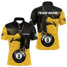 Load image into Gallery viewer, Personalized Yellow Black Eagle 8 Ball Pool Billiard Shirts For Men Custom Cool Billiard Jerseys TDM3358