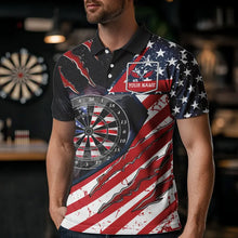 Load image into Gallery viewer, Personalized American Flag Dartboard Smoke Dart Shirts For Men, Pride Patriotic Dart Team Jerseys TDM3518