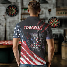 Load image into Gallery viewer, Personalized American Flag Dartboard Smoke Dart Shirts For Men, Pride Patriotic Dart Team Jerseys TDM3518