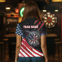 Load image into Gallery viewer, American Flag Smoke Dart Shirts For Women Custom Darts Jersey Pocket Option TDM3518