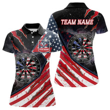 Load image into Gallery viewer, American Flag Smoke Dart Shirts For Women Custom Darts Jersey Pocket Option TDM3518