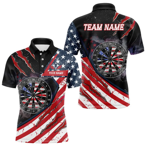 Personalized American Flag Dartboard Smoke Dart Shirts For Men, Pride Patriotic Dart Team Jerseys TDM3518