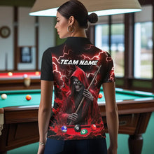 Load image into Gallery viewer, Red Grim Reaper Billiard Shirts For Women Custom Thunder Lightning Team League Billiard Jerseys TDM3661