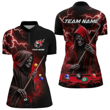 Load image into Gallery viewer, Red Grim Reaper Billiard Shirts For Women Custom Thunder Lightning Team League Billiard Jerseys TDM3661