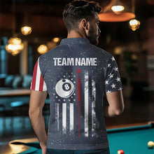 Load image into Gallery viewer, Grunge Navy American Flag 8 Ball Billiard Shirt For Men Custom Patriotic Billiard Shirt Pool Jersey TDM3663