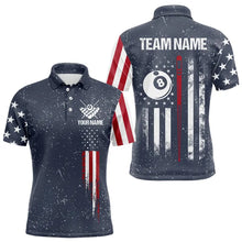 Load image into Gallery viewer, Grunge Navy American Flag 8 Ball Billiard Shirt For Men Custom Patriotic Billiard Shirt Pool Jersey TDM3663