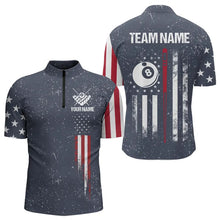 Load image into Gallery viewer, Grunge Navy American Flag 8 Ball Billiard Shirt For Men Custom Patriotic Billiard Shirt Pool Jersey TDM3663
