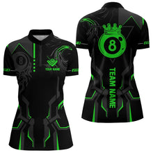 Load image into Gallery viewer, Customized 8 Ball Pool Crown Women Billiard Shirts, Green And Black Billiard Team Shirts Pool Jersey TDM3664