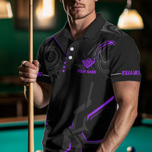 Load image into Gallery viewer, Customized 8 Ball Pool Crown Men Billiard Shirts, Purple And Black Billiard Team Shirts Pool Jersey TDM3665