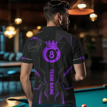 Load image into Gallery viewer, Customized 8 Ball Pool Crown Men Billiard Shirts, Purple And Black Billiard Team Shirts Pool Jersey TDM3665