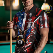 Load image into Gallery viewer, Vintage American Flag Eagle 8 Ball Billiard Shirt For Men Custom Pool Team Jersey Polo &amp; 1/4 Zip TDM5991