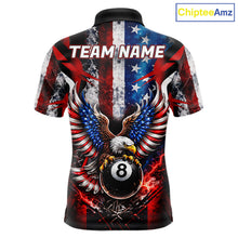 Load image into Gallery viewer, Vintage American Flag Eagle 8 Ball Billiard Shirt For Men Custom Pool Team Jersey Polo &amp; 1/4 Zip TDM5991