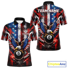 Load image into Gallery viewer, Vintage American Flag Eagle 8 Ball Billiard Shirt For Men Custom Pool Team Jersey Polo &amp; 1/4 Zip TDM5991