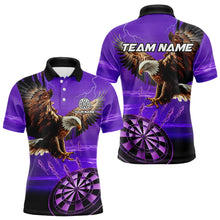Load image into Gallery viewer, Personalized Purple Dartboard Eagle Darts Shirts For Men Custom Team Darts Jersey Polo &amp; 1/4 Zip TDM3809