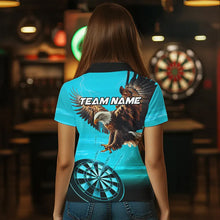 Load image into Gallery viewer, Personalized Cyan Blue Dartboard Eagle Dart Shirts For Women Custom Team Darts Jersey Polo &amp; 1/4 Zip TDM3810