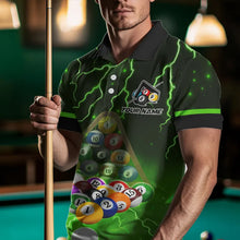 Load image into Gallery viewer, Thunder Lightning Storm Custom 3D Billiard Shirts For Men, Billiard Balls Team Jerseys |Green TDM3816
