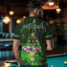 Load image into Gallery viewer, Thunder Lightning Storm Custom 3D Billiard Shirts For Men, Billiard Balls Team Jerseys |Green TDM3816