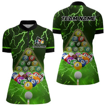 Load image into Gallery viewer, Thunder Lightning Storm Custom 3D Billiard Shirts For Women, Billiard Balls Team Jerseys |Green TDM3816