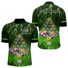Load image into Gallery viewer, Thunder Lightning Storm Custom 3D Billiard Shirts For Men, Billiard Balls Team Jerseys |Green TDM3816