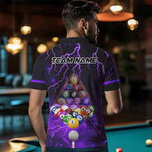 Load image into Gallery viewer, Thunder Lightning Storm Custom 3D Billiard Shirts For Men, Billiard Balls Team Jerseys |Purple TDM3817