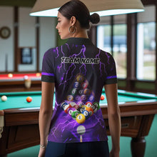Load image into Gallery viewer, Thunder Lightning Storm Custom 3D Billiard Shirts For Women, Billiard Balls Team Jerseys |Purple TDM3817