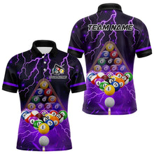 Load image into Gallery viewer, Thunder Lightning Storm Custom 3D Billiard Shirts For Men, Billiard Balls Team Jerseys |Purple TDM3817