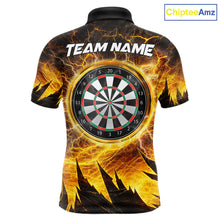 Load image into Gallery viewer, Personalized Yellow Darts Polo &amp; 1/4 Zip For Men Custom Thunder Lightning Darts Team Jersey TDM6216
