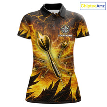 Load image into Gallery viewer, Personalized Yellow Darts Polo &amp; 1/4 Zip For Women Custom Thunder Lightning Darts Team Jersey TDM6216