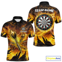 Load image into Gallery viewer, Personalized Yellow Darts Polo &amp; 1/4 Zip For Men Custom Thunder Lightning Darts Team Jersey TDM6216