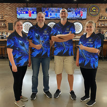 Load image into Gallery viewer, Personalized Blue Darts Polo &amp; 1/4 Zip For Men Custom Thunder Lightning Darts Team Jersey TDM6217