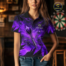 Load image into Gallery viewer, Personalized Purple Darts Polo &amp; 1/4 Zip For Women Custom Thunder Lightning Darts Team Jersey TDM6218