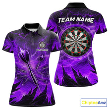 Load image into Gallery viewer, Personalized Purple Darts Polo &amp; 1/4 Zip For Women Custom Thunder Lightning Darts Team Jersey TDM6218