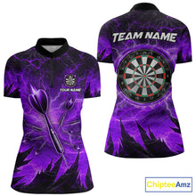 Load image into Gallery viewer, Personalized Purple Darts Polo &amp; 1/4 Zip For Women Custom Thunder Lightning Darts Team Jersey TDM6218