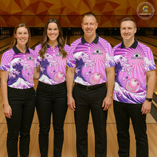 Load image into Gallery viewer, Pink And Purple Funny Waves Ocean Bowling Shirt For Men Custom Bowling Jersey Polo &amp; 1/4 Zip TDM6224