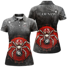 Load image into Gallery viewer, Personalized Grunge Spider Web 8 Ball Pool Women Billiard Shirts, Scary Billiard Jerseys |Red TDM2643