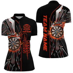 Personalized Orange Break Glass 3D Darts Shirts For Women Custom Dart League Shirts Best Darts Jersey TDM2651