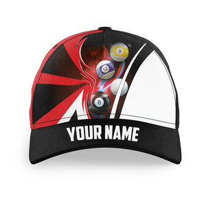 Personalized Name Billiard Hats For Pool Player Custom 3D Printed Billiard Baseball Cap |Red TDM2888