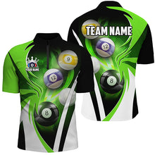 Load image into Gallery viewer, Personalized Billiard Tournament Shirts For Men Custom Team Name Billiard Balls Pool Jerseys |Green TDM2889