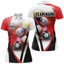 Load image into Gallery viewer, Personalized Billiard Tournament Shirts For Women Custom Team Name Billiard Balls Pool Jerseys |Red TDM2890