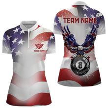 Load image into Gallery viewer, Glowing American Flag Eagle 8 Ball Pool Billiard Shirts For Women Custom Patriotic Billiard Jerseys TDM3359