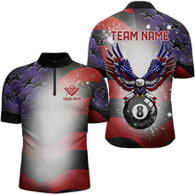 Load image into Gallery viewer, Glowing American Flag Eagle 8 Ball Pool Billiard Shirts For Men Custom Patriotic Billiard Jerseys TDM3360