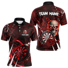 Load image into Gallery viewer, Personalized Red 3D Skull Darts Polo &amp; 1/4 Zip Shirts For Men Custom Cool Darts League Team Jersey TDM3367
