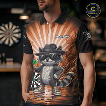 Load image into Gallery viewer, Orange Funny Raccoon Neon Graffiti Darts Shirt For Men Custom Darts Jersey Team Polo &amp; 1/4 Zip TDM6001