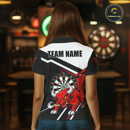 Personalized Bull Darts Jersey For Women Custom Darts Team Shirt Polo & Quarter Zip | Red TDM6236